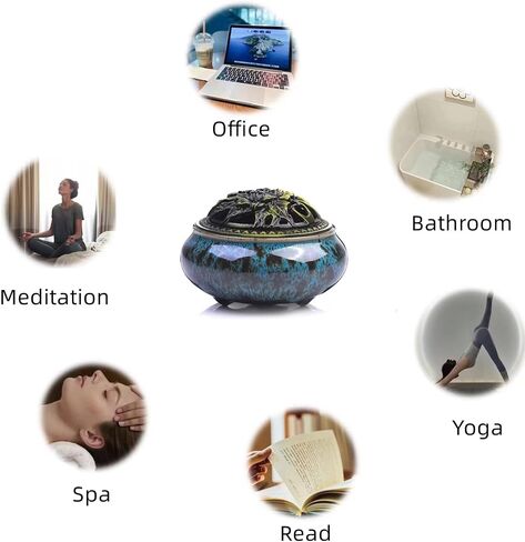 مبخرة سيراميك LAMDAWN مع حامل عصا البخور + استخدام عازل للعصا أو البخور، ومخاريط المريمية واللبان (أزرق فامبي) in Kuwait