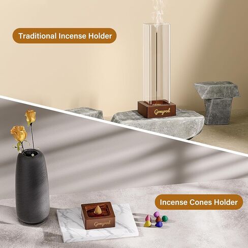 Gomyrod Premium Incense Holder for Sticks | Elegant Ash Catcher with Removable Glass | 9-Hole Design for Various Incense | Easy to Clean | Perfect for Meditation, Yoga, and Home Decor in Kuwait