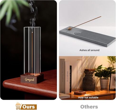 Gomyrod Premium Incense Holder for Sticks | Elegant Ash Catcher with Removable Glass | 9-Hole Design for Various Incense | Easy to Clean | Perfect for Meditation, Yoga, and Home Decor in Kuwait