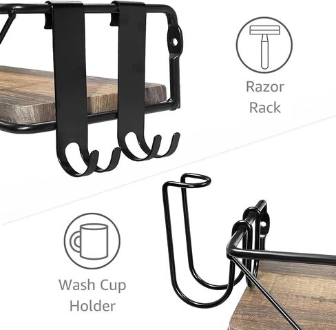 QEEIG Bathroom Floating Shelves with Towel Bar Wall Shelf Over Toilet Farmhouse Decor 16 inch Set of 2 (FS014) in Saudi Arabia