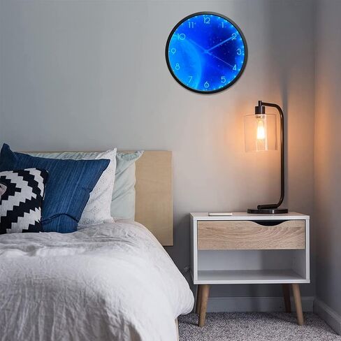 ساعة حائط بإضاءة ليلية من OCEST لغرفة النوم، ساعات حائط LED صامتة مقاس 12 بوصة تعمل بالبطارية لغرفة المعيشة/المطبخ، تتوهج في الظلام ساعة حائط رقمية كبيرة الحجم هدية عيد ميلاد للأطفال - القمر in Kuwait