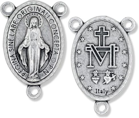 Caritas et Fides Bulk Pack of 5 - Rosary Cross and Center Sets - 1.5" Saint Benedict Crucifix and 1" Miraculous Medal Rosary Center Piece, Catholic Rosary Making Kit to Make Your Own Rosary in Saudi Arabia