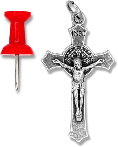 Caritas et Fides Bulk Pack of 5 - Rosary Cross and Center Sets - 1.5" Saint Benedict Crucifix and 1" Miraculous Medal Rosary Center Piece, Catholic Rosary Making Kit to Make Your Own Rosary in Saudi Arabia