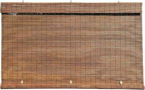 Radiance Cord Free Bamboo Shades for Porch, Patio & Sunroom - Imperial Matchstick Bamboo Blinds for Light Filtering - Roll-Up Bamboo Blinds for Outside Mount - Brown - 36" x 72" - (1108117) in Kuwait