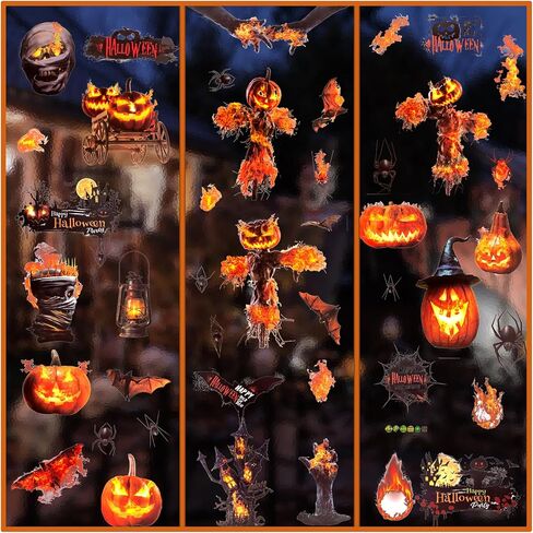 Halloween Decorations Window Clings - 9 Sheets 90 Pcs Bloody Handprint Footprints Stickers with 10 Pcs Tattoo Stickers, Double Sided Static Wall Floor Decals for Horror Bathroom Zombie Party in Saudi Arabia