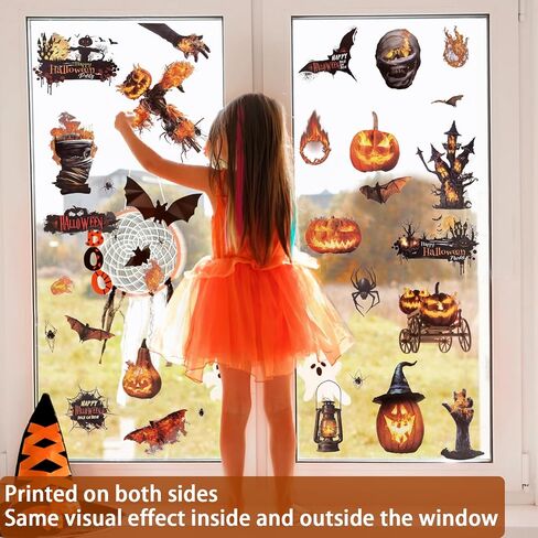 Halloween Decorations Window Clings - 9 Sheets 90 Pcs Bloody Handprint Footprints Stickers with 10 Pcs Tattoo Stickers, Double Sided Static Wall Floor Decals for Horror Bathroom Zombie Party in Saudi Arabia