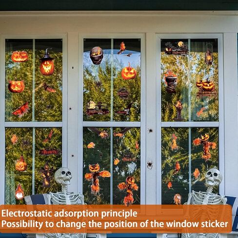 Halloween Decorations Window Clings - 9 Sheets 90 Pcs Bloody Handprint Footprints Stickers with 10 Pcs Tattoo Stickers, Double Sided Static Wall Floor Decals for Horror Bathroom Zombie Party in Saudi Arabia