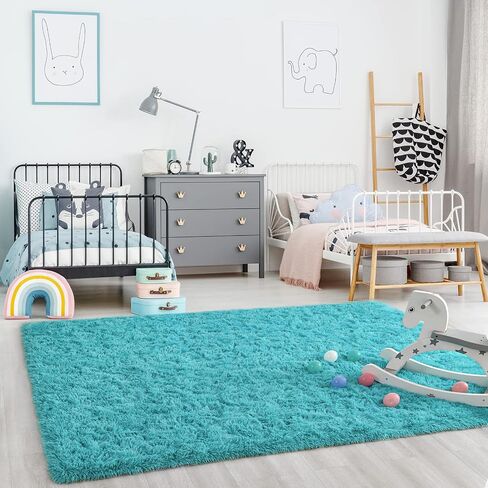 Ompaa Fluffy Rug, Super Soft Fuzzy Area Rugs for Bedroom Living Room - 3' x 5' Large Plush Furry Shag Rug - Kids Playroom Nursery Classroom Dining Room Decor Floor Carpet, Beige in Kuwait