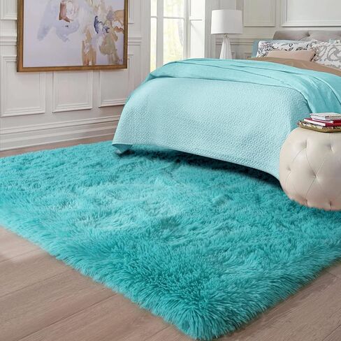 Ompaa Fluffy Rug, Super Soft Fuzzy Area Rugs for Bedroom Living Room - 3' x 5' Large Plush Furry Shag Rug - Kids Playroom Nursery Classroom Dining Room Decor Floor Carpet, Beige in Kuwait