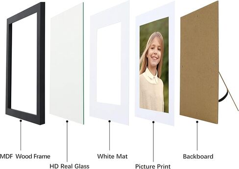 إطار صورة Picrit مقاس 8 × 10 للتركيب على الحائط أو عرض سطح الطاولة، مجموعة من 4 قطع، مصنوعة من زجاج حقيقي عالي الدقة، عرض 5 × 7 مع حصيرة أو 8 × 10 بدون حصيرة in Kuwait