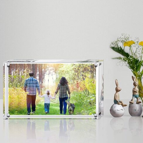 إطار صورة أكريليك مقاس 5x7 بوصة من Boxalls، إطار صورة شفاف مزدوج الجوانب بدون إطار مع سطح مكتب مغناطيسي شفاف in Kuwait