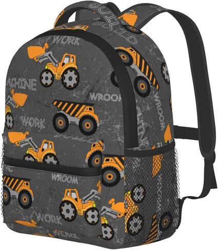 Toddler Backpack for Boys Age 3-8 Kids Construction Truck Excavator Bookbag for Kindergarten Preschool Water Resistance Cute Mini Small Simple Travel Daypack (White) in Kuwait