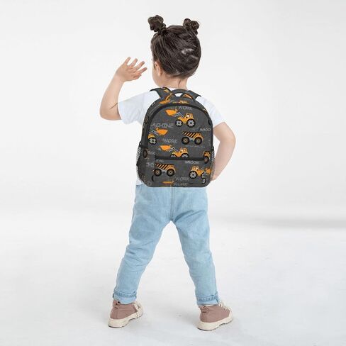 Toddler Backpack for Boys Age 3-8 Kids Construction Truck Excavator Bookbag for Kindergarten Preschool Water Resistance Cute Mini Small Simple Travel Daypack (White) in Kuwait
