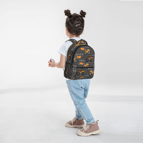 Toddler Backpack for Boys Age 3-8 Kids Construction Truck Excavator Bookbag for Kindergarten Preschool Water Resistance Cute Mini Small Simple Travel Daypack (White) in Kuwait