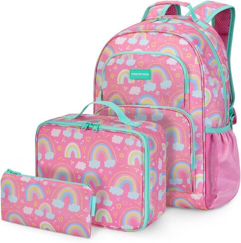 mommore Kids Backpack for Boys Girls 4-8 Kindergarten Elementary School Backpack with Lunch Box - 15" H Fit Folder in Kuwait