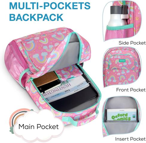 mommore Kids Backpack for Boys Girls 4-8 Kindergarten Elementary School Backpack with Lunch Box - 15" H Fit Folder in Kuwait