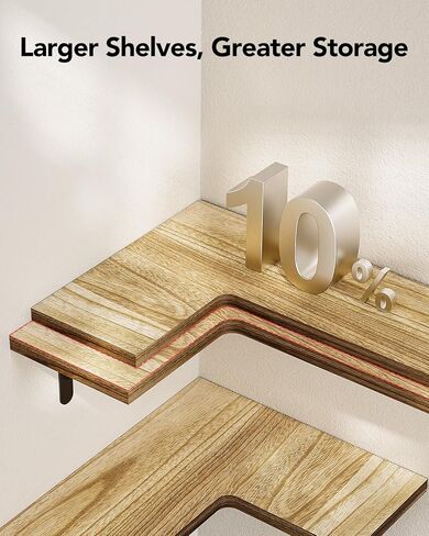 أرفف زاوية عائمة من AMADA HomeFurnishing، مجموعة من 4 أرفف زاوية مثبتة على الحائط، أرفف لديكور الحائط، أرفف خشبية زاوية لديكور المنزل، المكتب، غرفة النوم، الحمام، غرفة الغسيل، المطبخ in Kuwait