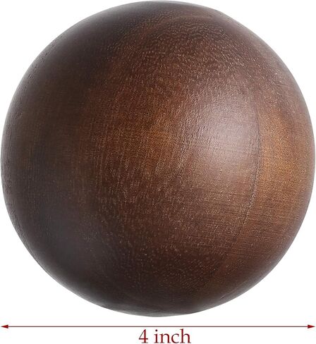 مجموعة 3 قطع من KMwares، كرات مطلية بالخشب الصلب مستديرة طبيعية بقطر 10.16 سم لأوعية تزيين عيد الميلاد - كرات/كرات/كرات/كرة سدادة لمنزل المزرعة in Kuwait