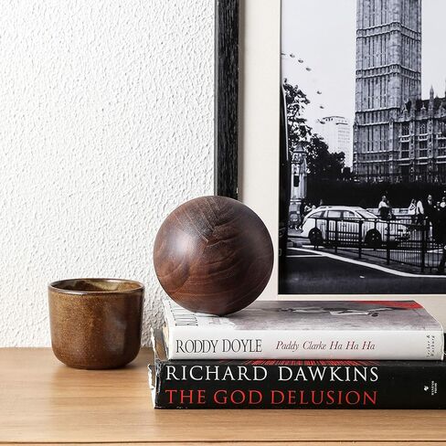 مجموعة 3 قطع من KMwares، كرات مطلية بالخشب الصلب مستديرة طبيعية بقطر 10.16 سم لأوعية تزيين عيد الميلاد - كرات/كرات/كرات/كرة سدادة لمنزل المزرعة in Kuwait