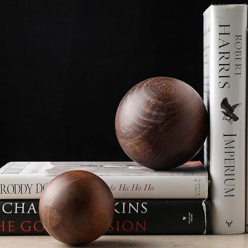 مجموعة 3 قطع من KMwares، كرات مطلية بالخشب الصلب مستديرة طبيعية بقطر 10.16 سم لأوعية تزيين عيد الميلاد - كرات/كرات/كرات/كرة سدادة لمنزل المزرعة in Kuwait