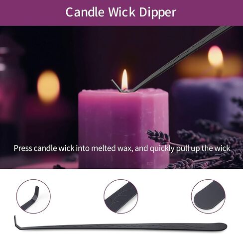 Candle Accessory Set Includes Candle Wick Trimmer, Candle Wick Dipper, Candle Wick Snuffer, Storage Tray Plate, Storage Bag, Gift Package for Candle & Aromatherapy Lovers (Black) in Saudi Arabia