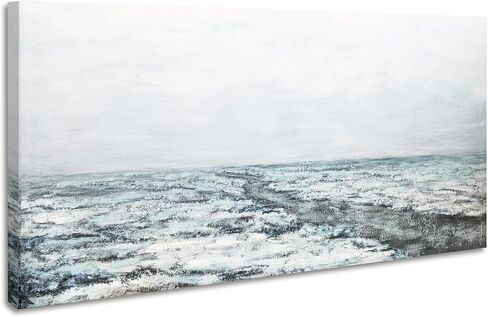 لوحات فنية جدارية من القماش ذات مناظر طبيعية مقاس 24 × 48 بوصة من ArtbyHannah، مع مناظر بحرية رمادية مرسومة يدويًا ومزخرفة ثلاثية الأبعاد لتزيين غرفة المعيشة in Saudi Arabia