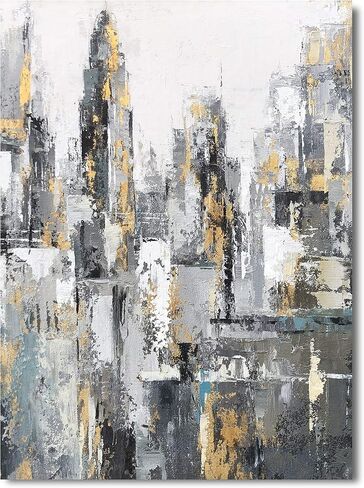 Yihui Arts الحديثة مجردة الأفق قماش جدار العمل الفني مع رقائق الذهب الحديثة النفط اللوحة صور مع مؤطرة لغرفة المعيشة غرفة نوم الحمام الديكور in Kuwait