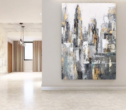 Yihui Arts الحديثة مجردة الأفق قماش جدار العمل الفني مع رقائق الذهب الحديثة النفط اللوحة صور مع مؤطرة لغرفة المعيشة غرفة نوم الحمام الديكور in Kuwait