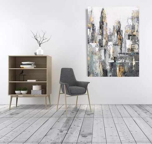 Yihui Arts الحديثة مجردة الأفق قماش جدار العمل الفني مع رقائق الذهب الحديثة النفط اللوحة صور مع مؤطرة لغرفة المعيشة غرفة نوم الحمام الديكور in Kuwait
