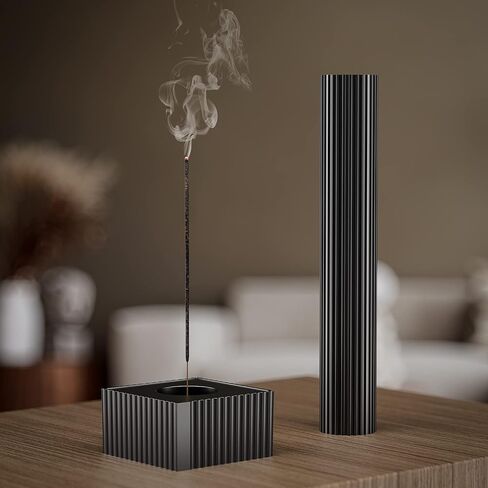 حامل بخور من جوميرود للعصي [مضاد للرماد المتطاير] حامل بخور معدني مع 9 فتحات حامل قاعدة مثالي لديكور المنزل - اسود in Kuwait