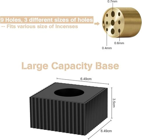 حامل بخور من جوميرود للعصي [مضاد للرماد المتطاير] حامل بخور معدني مع 9 فتحات حامل قاعدة مثالي لديكور المنزل - اسود in Kuwait