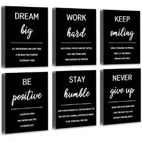 Drsoum Inspirational Office Wall Art - Motivational Quotes for Living Room - Encouraging Canvas Posters for Bedroom - Sayings for Wall Decor - 8" x10" x6 PCS (FRAMED) in Kuwait