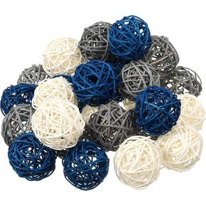 30 Pieces Decorative Balls for Bowl Centerpiece Wicker Rattan Balls 1.8 Inch White Gray Blue Balls Decor Vase Filler Orbs Spheres Bowl Fillers Home Decor Coffee Table Decorations for Craft, Party in Kuwait