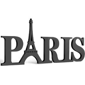 Paris Decor for Bedroom Wooden Paris Themed Wall Decor Paris Wooden Letters Eiffel Tower Decor, Paris Wood Sign Decor Art for Girls Bedroom Bathroom French Room Home Wall Art (Black)