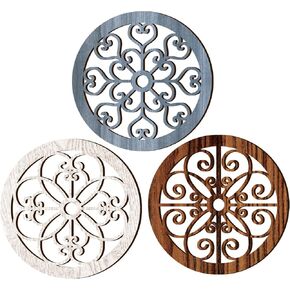 3 قطع Blulu من الخشب الريفي السميك لديكور الحائط الفني لبيت المزرعة ديكور معلق لغرفة المعيشة وغرفة النوم والمنزل والمكتب الخارجي (نمط شعبي) in Kuwait