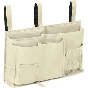 Aiduy Bedside Caddy, Hanging Storage Bag Holder Beside Organizer with 8 Pockets for Bunk Dorm Rooms and Hospital Bed Rails, Grey