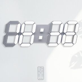 KOSUMOSU LED Wall Clock for Bedroom 15" Large Digital Clock for Living Room Decor Modern Desk Clock with Alarm Clock/Remote/Dimmer/Time/Date/Temp(Black Wall Clock) in Saudi Arabia