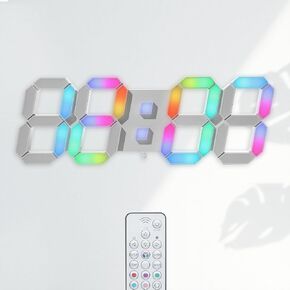 KOSUMOSU LED Wall Clock for Bedroom 15" Large Digital Clock for Living Room Decor Modern Desk Clock with Alarm Clock/Remote/Dimmer/Time/Date/Temp(Black Wall Clock) in Saudi Arabia