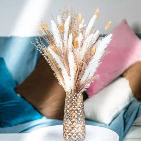 CRMADA 80 Pcs Pampass Grass - 17 Inch Small Pampas with White, Natural Dried Grass, Flowers, Reed & Bunny Tails Stems for Boho Decor, Parties, Weddings Home Decor Soul Concepts, (DPG-01) in Kuwait