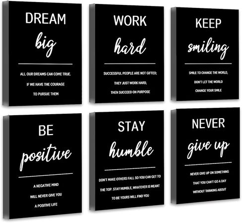 Drsoum Inspirational Office Wall Art - Motivational Quotes for Living Room - Encouraging Canvas Posters for Bedroom - Sayings for Wall Decor - 8" x10" x6 PCS (FRAMED) in Kuwait