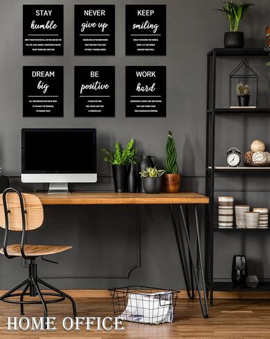 Drsoum Inspirational Office Wall Art - Motivational Quotes for Living Room - Encouraging Canvas Posters for Bedroom - Sayings for Wall Decor - 8" x10" x6 PCS (FRAMED) in Kuwait