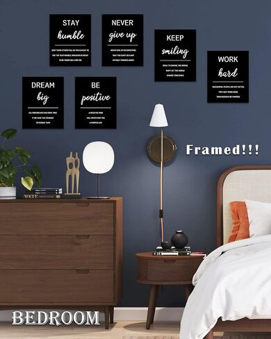 Drsoum Inspirational Office Wall Art - Motivational Quotes for Living Room - Encouraging Canvas Posters for Bedroom - Sayings for Wall Decor - 8" x10" x6 PCS (FRAMED) in Kuwait