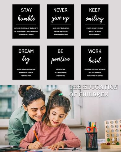 Drsoum Inspirational Office Wall Art - Motivational Quotes for Living Room - Encouraging Canvas Posters for Bedroom - Sayings for Wall Decor - 8" x10" x6 PCS (FRAMED) in Kuwait