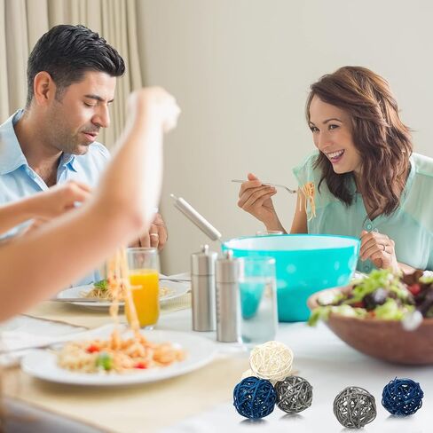 30 قطعة من كرات الديكور للوعاء المركزي من Wicker Rattan Balls 1.8 بوصة طاولة القهوة ديكور الشتاء المزهرية حشو الأجراس الأبيض والرمادي الأزرق ديكور طاولة لغرفة المعيشة إكسسوارات الحفلات in Saudi Arabia