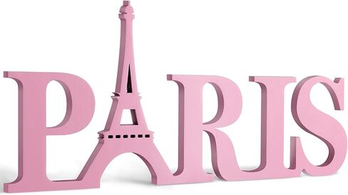 Paris Decor for Bedroom Wooden Paris Themed Wall Decor Paris Wooden Letters Eiffel Tower Decor, Paris Wood Sign Decor Art for Girls Bedroom Bathroom French Room Home Wall Art (Black) in Saudi Arabia