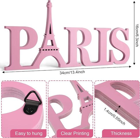 Paris Decor for Bedroom Wooden Paris Themed Wall Decor Paris Wooden Letters Eiffel Tower Decor, Paris Wood Sign Decor Art for Girls Bedroom Bathroom French Room Home Wall Art (Black) in Saudi Arabia