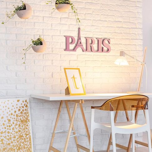 Paris Decor for Bedroom Wooden Paris Themed Wall Decor Paris Wooden Letters Eiffel Tower Decor, Paris Wood Sign Decor Art for Girls Bedroom Bathroom French Room Home Wall Art (Black) in Saudi Arabia