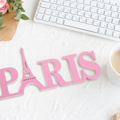 Paris Decor for Bedroom Wooden Paris Themed Wall Decor Paris Wooden Letters Eiffel Tower Decor, Paris Wood Sign Decor Art for Girls Bedroom Bathroom French Room Home Wall Art (Black) in Saudi Arabia