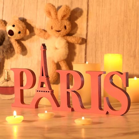 Paris Decor for Bedroom Wooden Paris Themed Wall Decor Paris Wooden Letters Eiffel Tower Decor, Paris Wood Sign Decor Art for Girls Bedroom Bathroom French Room Home Wall Art (Black) in Saudi Arabia