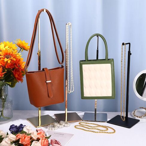 Maitys 4 Pack Purse Display Stands Stainless Steel Adjustable Height Bags Display Holder for Home Store Boutique Counter (Black) in Saudi Arabia